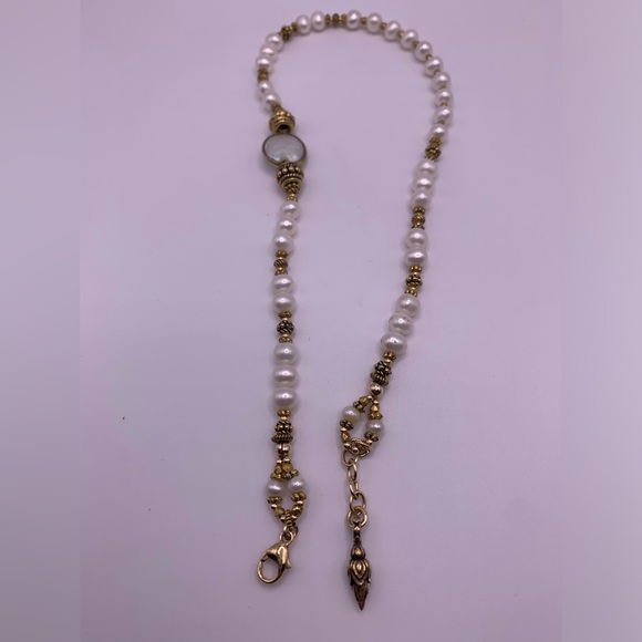 Turchin Hallmarked RARE Gold, Freshwater Pearl & Mother of Pearl Wrap Bracelet - Picture 8 of 15